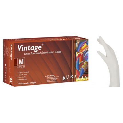 Εξεταστικά γάντια Latex Aurelia Vintage με πούδρα λευκά συσκευασία 100 τεμαχίων