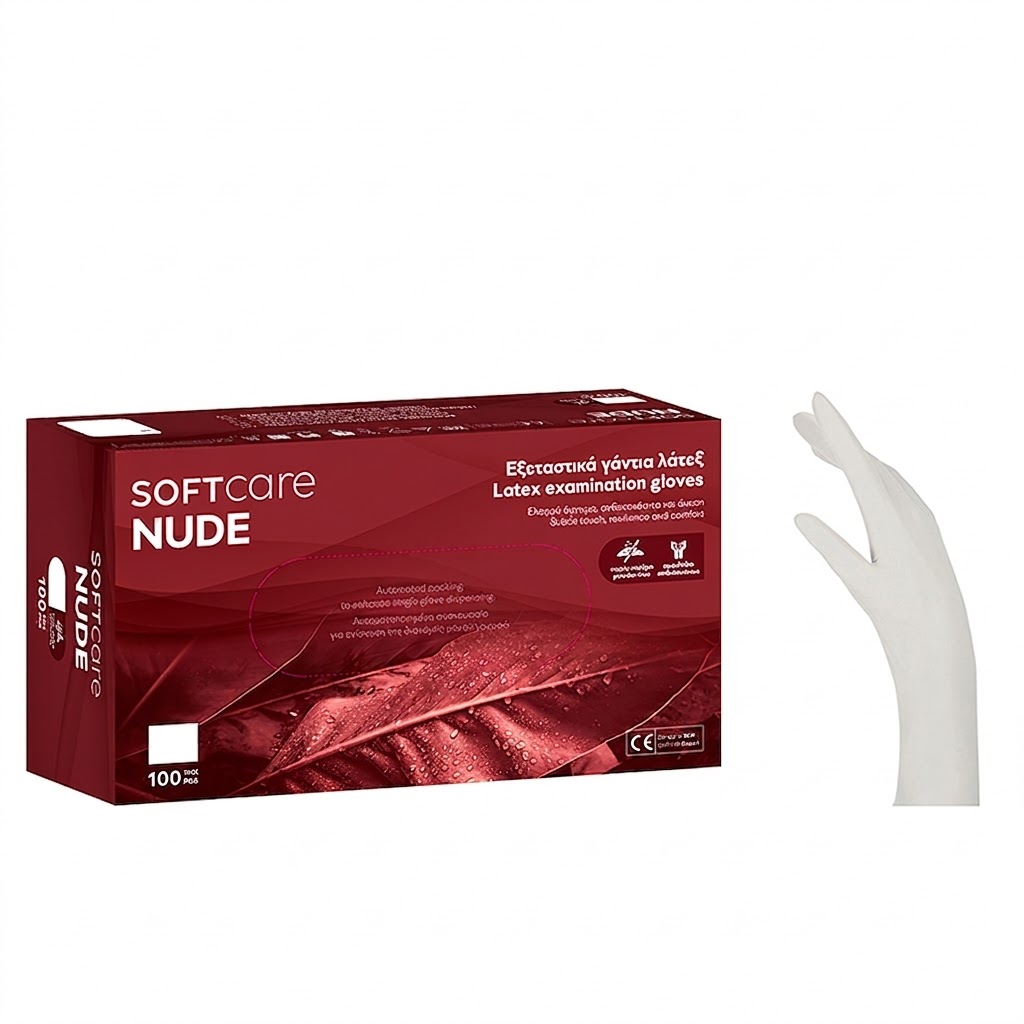 gantia-latex-soft-care-nude-choris-poudra-lefka Εξεταστικά γάντια λάτεξ Soft Care NUDE χωρίς πούδρα λευκά 100 τεμάχια