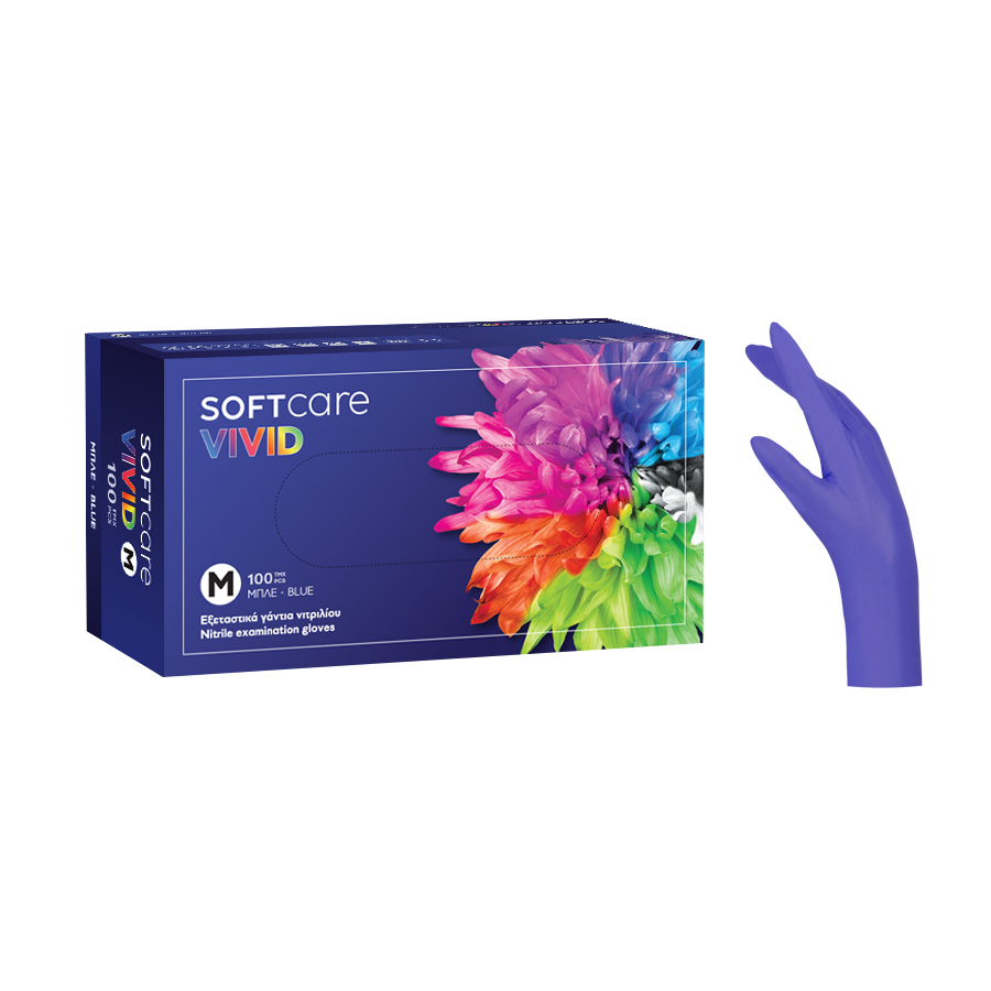 soft-care-vivid-gantia-nitriliou-ble Εξεταστικά γάντια νιτριλίου Soft Care Vivid σε μπλε χρώμα 100 τεμάχια